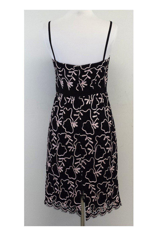 Current Boutique-Milly - Black Lace & Pink Embroidered Dress Sz 4