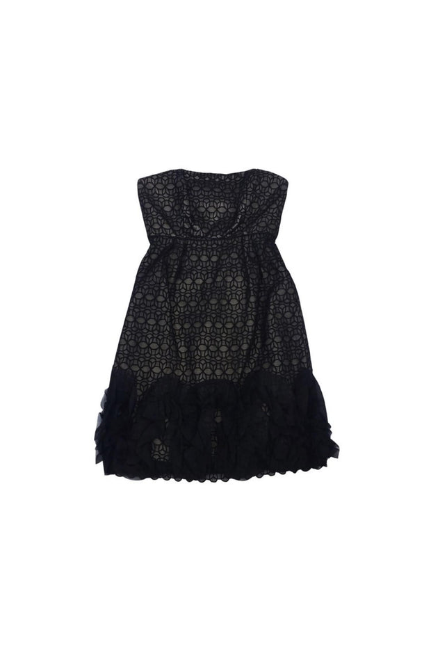 Current Boutique-Milly - Black Lace Strapless Dress w/ Ruffle Sz 4