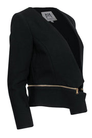 Current Boutique-Milly - Black Open-Front Blazer w/ Zipper Accents Sz 4