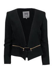 Current Boutique-Milly - Black Open-Front Blazer w/ Zipper Accents Sz 4