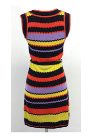 Current Boutique-Milly - Black Orange & Purple Midi Knit Dress Sz S