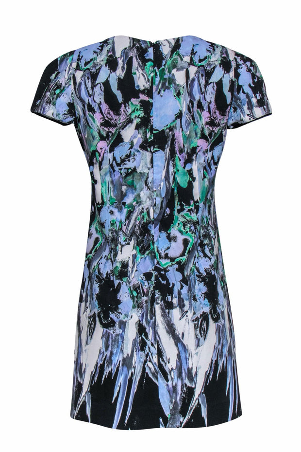 Current Boutique-Milly - Black & Pastel Multicolor Brush Stroke V-Neck Dress Sz 8