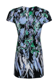 Current Boutique-Milly - Black & Pastel Multicolor Brush Stroke V-Neck Dress Sz M