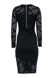 Current Boutique-Milly - Black Ribbed Long Sleeve Bodycon Dress w/ Cutouts Sz M
