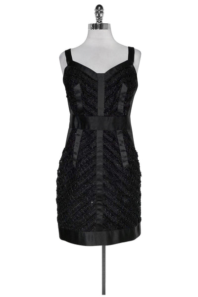 Current Boutique-Milly - Black Satin w/ Sequins Mini Dress Sz 8