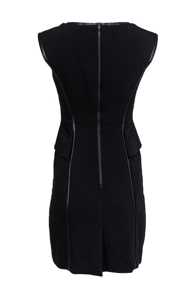 Current Boutique-Milly - Black Sheath Dress w/ Faux Leather Trim Sz 4