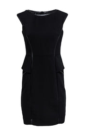 Current Boutique-Milly - Black Sheath Dress w/ Faux Leather Trim Sz 4