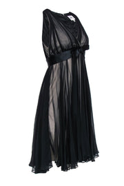 Current Boutique-Milly - Black Sheer Sleeveless A-Line Dress w/ Nude Underlay Sz 4