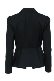 Current Boutique-Milly - Black Single Button Fitted Peplum Blazer Sz 4