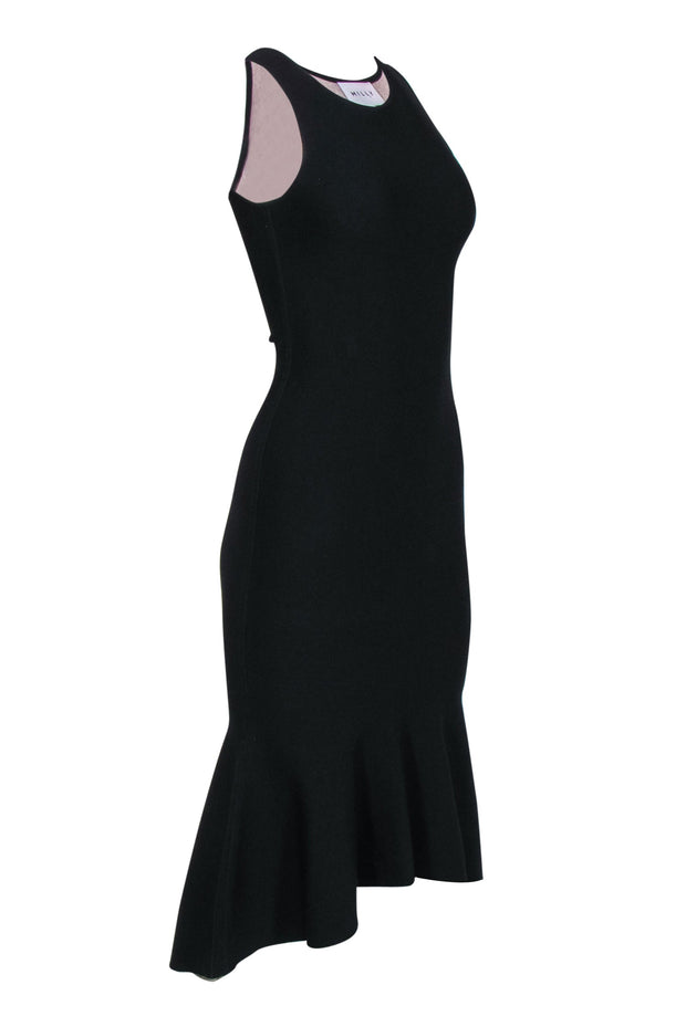 Current Boutique-Milly - Black Sleeveless Knit Maxi Dress w/ Flared Hem Sz P