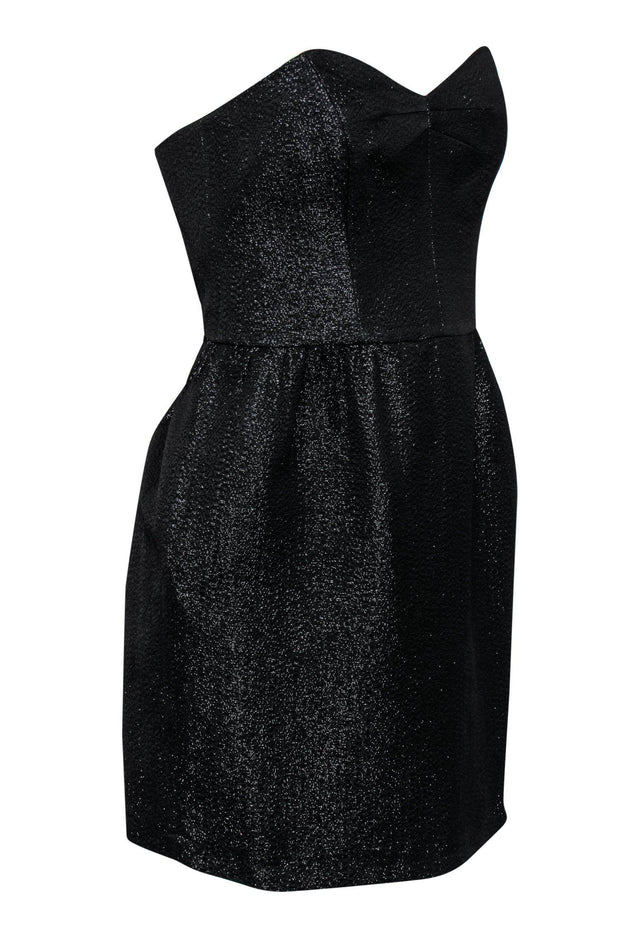 Current Boutique-Milly - Black Sparkly Strapless Fit & Flare Dress Sz 6