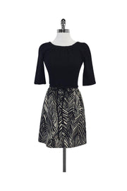Current Boutique-Milly - Black & Tan Print Cotton Dress Sz 2