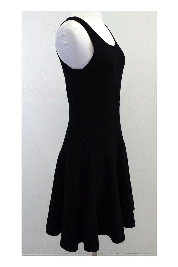 Current Boutique-Milly - Black Textured Panel Fit & Flare Dress Sz L
