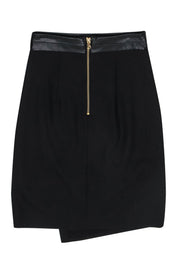 Current Boutique-Milly - Black Tulip Hem Pencil Skirt w/ Leather Waistband Sz 4