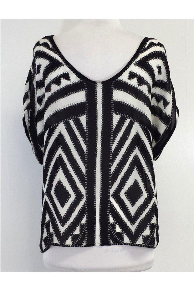 Current Boutique-Milly - Black White & Grey Silk Top Sz 2