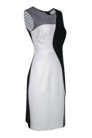 Current Boutique-Milly - Black & White Mesh Trimmed Patchwork Sheath Dress Sz 12