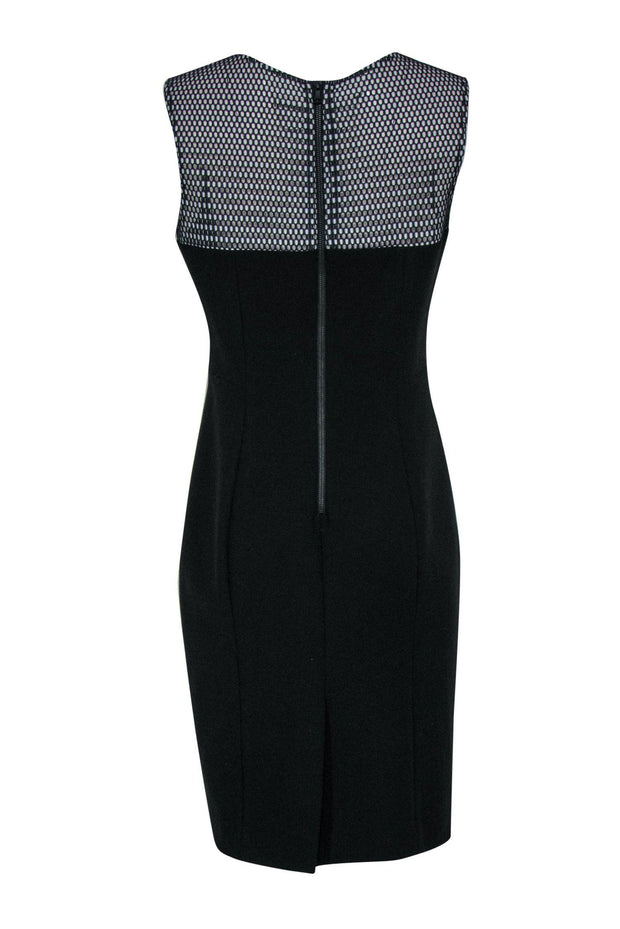 Current Boutique-Milly - Black & White Mesh Trimmed Patchwork Sheath Dress Sz 12
