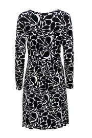 Current Boutique-Milly - Black & White Print Empire Waist Dress w/ Front Tie Design Sz S