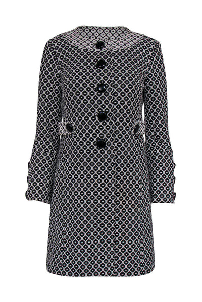 Current Boutique-Milly - Black & White Printed Long Peacoat Sz 0