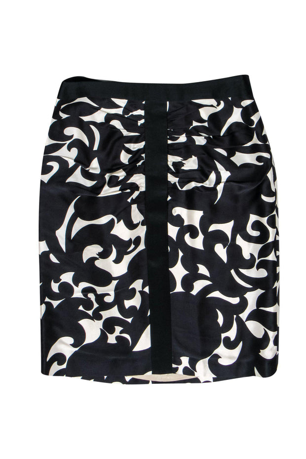Current Boutique-Milly - Black & White Ruched Pencil Skirt Sz 4