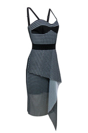 Current Boutique-Milly - Black & White Textured Mesh Sheath Dress w/ Flounce Sz 6