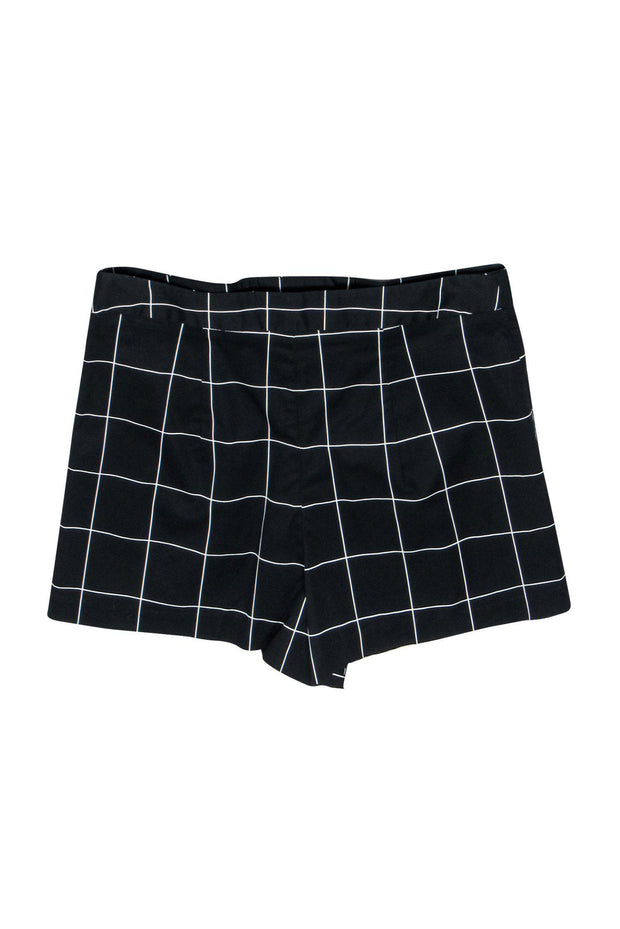 Current Boutique-Milly - Black & White Windowpane Print High Waisted Shorts Sz 8