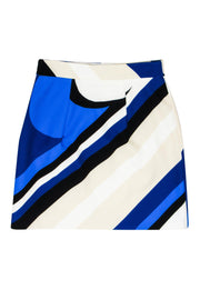 Current Boutique-Milly - Blue, Black & Beige Marbled Miniskirt Sz 0