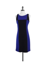 Current Boutique-Milly - Blue & Black Colorblock Wool Blend Sleeveless Dress Sz S