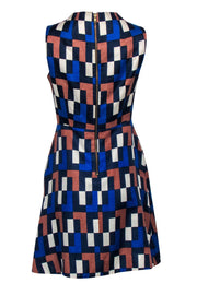 Current Boutique-Milly - Blue & Brown Printed Linen Blend Dress Sz 6