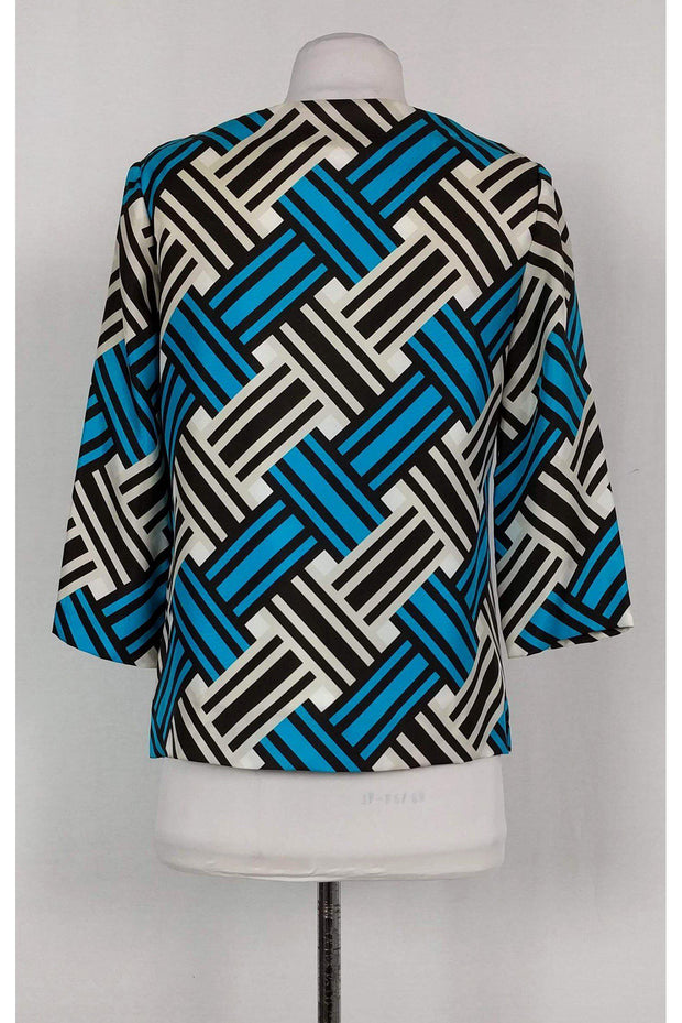 Current Boutique-Milly - Blue & Cream Geo Blouse Sz S