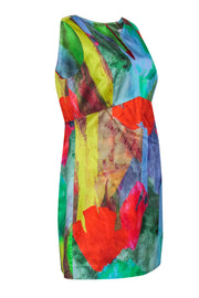 Current Boutique-Milly - Blue, Green, Yellow & Red Paint Stoke Pattern Sheath Dress Sz 12
