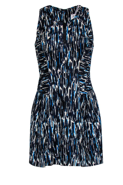 Current Boutique-Milly - Blue & White Abstract Pattern Sleeveless Skater Dress Sz 8