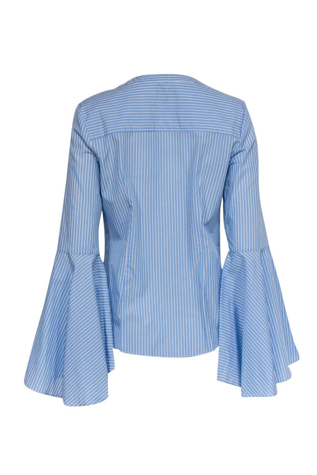 Current Boutique-Milly - Blue & White Striped Button-Up Blouse w/ Bell Sleeves Sz 8