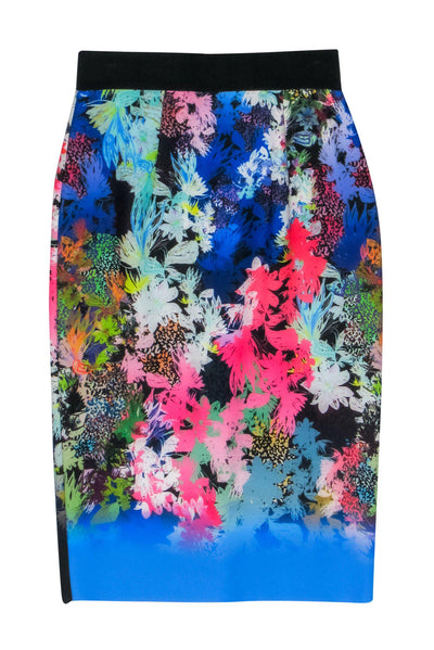 Current Boutique-Milly - Bright Neon Floral Printed Pencil Skirt Sz 6