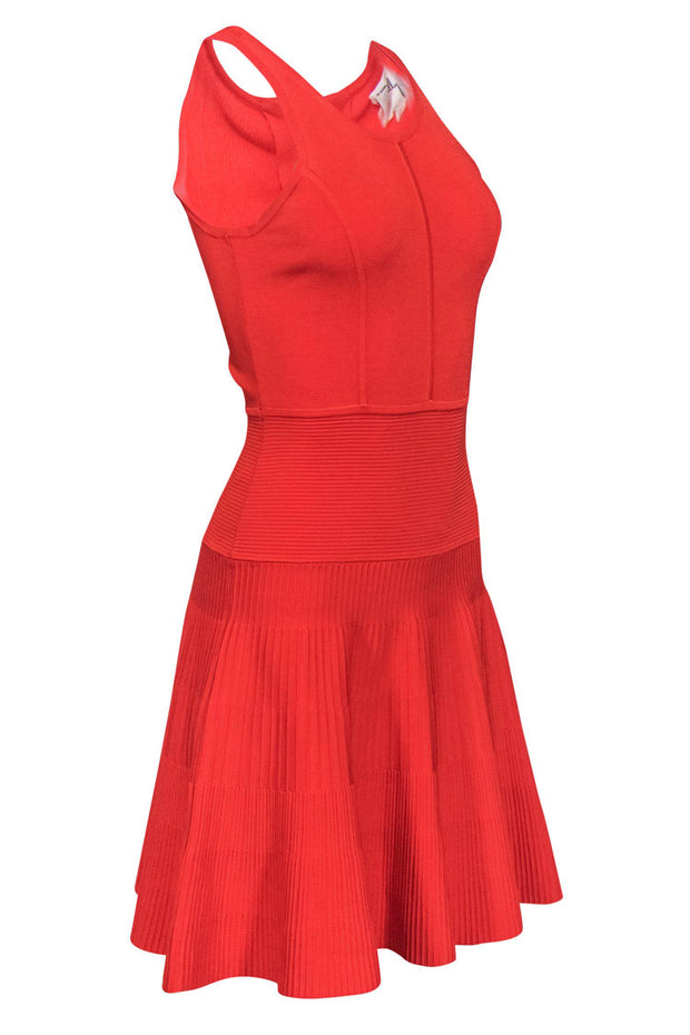 Current Boutique-Milly - Bright Orange Ribbed Knit Dress Sz P