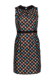 Current Boutique-Milly - Brown & Blue Geometric Printed Silk Dress Sz 2
