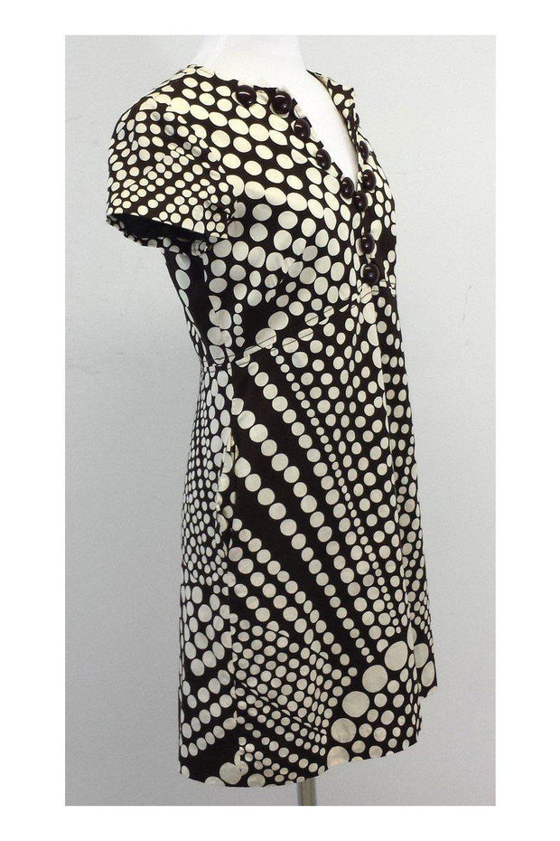 Current Boutique-Milly - Brown & Cream Polka Dot Short Sleeve Dress Sz 6