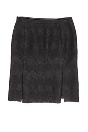 Current Boutique-Milly - Brown Geometric Texture Pencil Skirt Sz 2