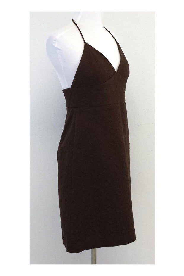 Current Boutique-Milly - Brown Textured Cotton Halter Dress Sz 6