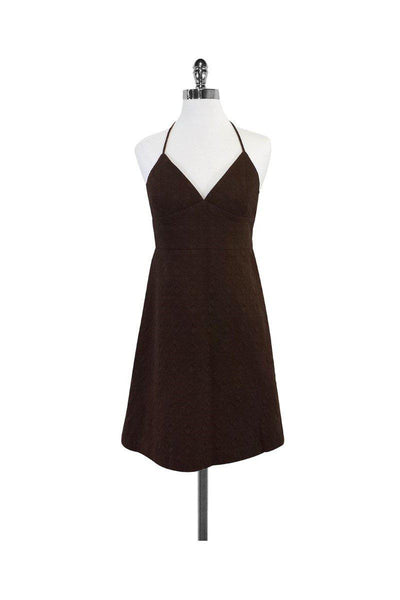 Current Boutique-Milly - Brown Textured Cotton Halter Dress Sz 6