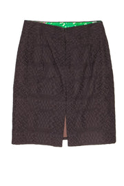 Current Boutique-Milly - Brown Woven Texture Skirt w/ Gold Buttons Sz 6