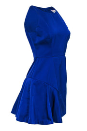 Current Boutique-Milly - Cobalt Blue Asymmetric Flounce Hem Cocktail Dress Sz 4