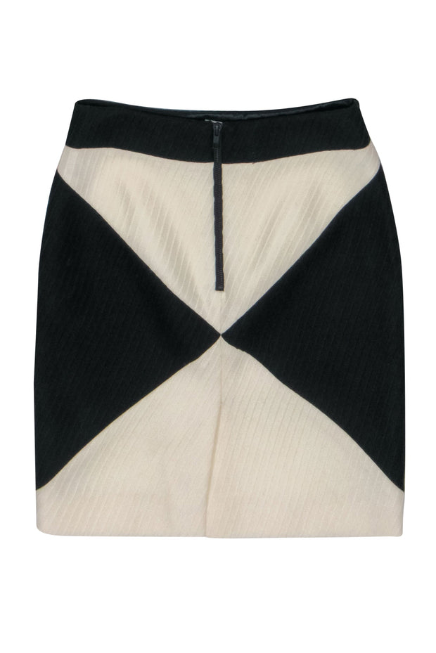 Current Boutique-Milly - Cream & Black Patterned Pencil Skirt Sz 4