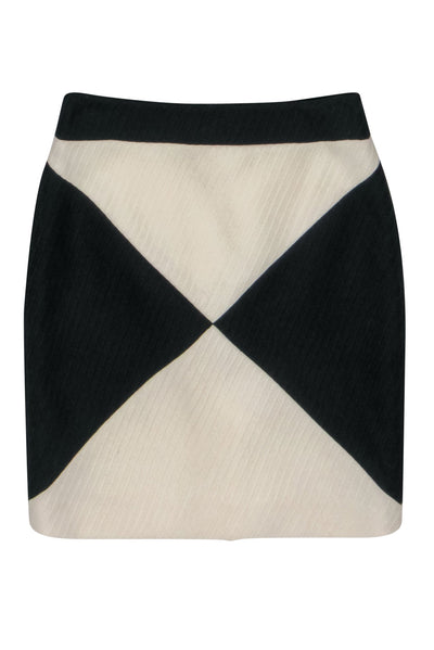 Current Boutique-Milly - Cream & Black Patterned Pencil Skirt Sz 4