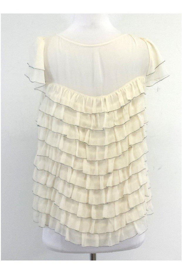 Current Boutique-Milly - Cream Silk Tiered Blouse Sz 10