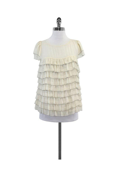Current Boutique-Milly - Cream Silk Tiered Blouse Sz 10