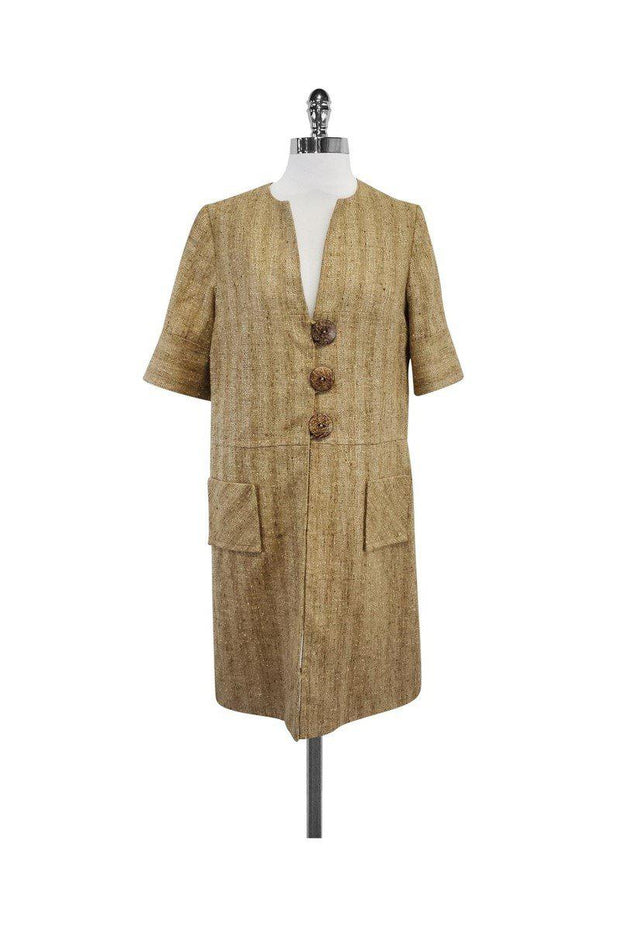 Current Boutique-Milly - Gold Metallic Silk & Wool Blend Jacket Sz 6