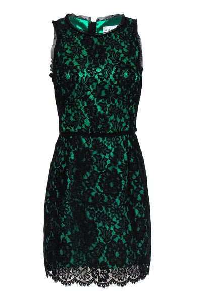 Current Boutique-Milly - Green & Black Lace A-Line Dress Sz 10