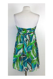 Current Boutique-Milly - Green & Blue Print Strapless Dress Sz 4