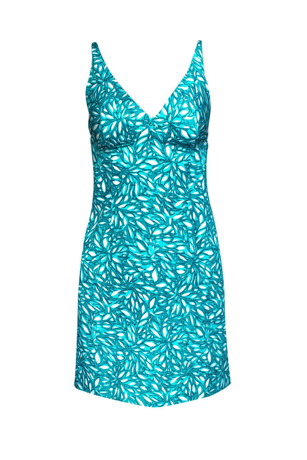 Current Boutique-Milly - Green Floral Sheath Dress Sz 2